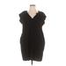 Gap Casual Dress - Shift V Neck Short sleeves: Black Solid Dresses - Women's Size X-Large