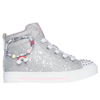 Skechers Girl's Twinkle Toes: Twinkle Sparks - Charm Bestie Sneaker | Size 12.5 | Silver | Synthetic/Textile