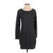 Banana Republic Factory Store Casual Dress - Sweater Dress Scoop Neck Long sleeves: Gray Print Dresses - Women's Size Small