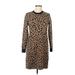 J.Crew Casual Dress - Sweater Dress: Brown Leopard Print Dresses - Women's Size Medium