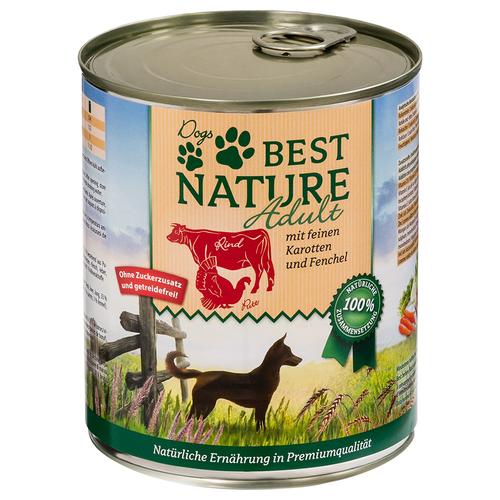 6x 800g Best Nature Dog Adult Pute, Rind & Karotten Hundefutter nass
