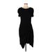 Peruvian Connection Casual Dress - Midi: Black Solid Dresses - Women's Size Large