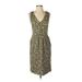 J.Crew Casual Dress - Sheath V Neck Sleeveless: Yellow Leopard Print Dresses - Women's Size 2