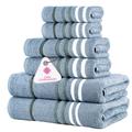 CASA COPENHAGEN Exotic 6 Piece Towel Set - Dusty Blue 525gsm 2 Bath Towels, 2 Hand Towels, 2 Washcloths in Soft Egyptian Cotton for Bathroom, Kitchen and Shower