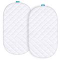 Waterproof Mattress Protector, Quilted Mattress Cover for Moses Basket Mattress & Silver Cross Stroller Bassinet Mattress, 2 Pack, Ultra Soft Viscose Made from Bamboo Terry Surface, White