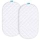 Waterproof Mattress Protector, Quilted Mattress Cover for Moses Basket Mattress & Silver Cross Stroller Bassinet Mattress, 2 Pack, Ultra Soft Viscose Made from Bamboo Terry Surface, White