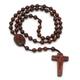 Sandalwood Bead Rosary Necklace Chains, Cross Crucifix Catholic Prayer Wood Beads for Men Women,Brown,8mm