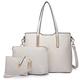 Miss Lulu Handbag Ladies Shopper Shoulder Bag Large Handle Bag Tote Bag Tote for Office School Shopping Travel Elegant PU Leather 3 Piece Set (White)