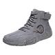 BIISDOST Spring and Autumn Men's Leather Shoes Korean High Top Short Boots Shoe Shoes Black Men's Suit Sneaker, gray, 7 UK