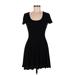 Forever 21 Casual Dress - Mini Scoop Neck Short sleeves: Black Solid Dresses - Women's Size Medium