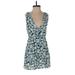 Zara Romper Plunge Sleeveless: Blue Floral Rompers - Women's Size Small