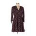 Lily Rose Casual Dress - Wrap: Burgundy Plaid Dresses - Women's Size Medium