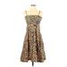 XXI Casual Dress - A-Line Square Sleeveless: Brown Leopard Print Dresses - New - Women's Size 4