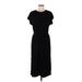 H&M L.O.G.G. Casual Dress - Midi Crew Neck Short sleeves: Black Solid Dresses - Women's Size Medium