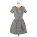 Forever 21 Casual Dress - Fit & Flare: Black Stripes Dresses - Women's Size Medium