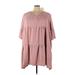 Boohoo Casual Dress - Mini V-Neck 3/4 sleeves: Pink Solid Dresses - New - Women's Size 24