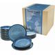 Teller-Set CREATABLE "Nordic Fjord", blau, 12 tlg., Steinzeug, Geschirr-Sets, Tafelservice, 6 Speiseteller Ø 26 cm, 6 Suppenteller Ø 22,5 cm