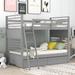 Twin over Twin Wood Bunk Bed Storage Bed with Two Drawers