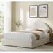 Palmetto Modern Round Headboard Ivory Fabric Upholstered Full Size Platform Bed