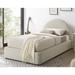 Palmetto Modern Round Headboard Ivory Fabric Upholstered Twin Size Platform Bed