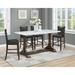 Coaster Furniture Aldrich Counter Height Trestle Base Dining Table with Genuine White Marble Top and Dark Brown