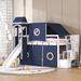 Twin Size Loft Bed with Tent and Tower, Blue