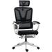 High Back Office Chair, Fabric Computer Desk Chair with Adjustable Headrest, Lumbar Support, Armrest, Foot Rest, Reclining Back