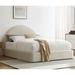 Palmetto Modern Round Headboard Off-white Velvet Upholstered Full Size Platform Bed