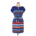 Marc New York Andrew Marc Casual Dress - Mini Keyhole Short sleeves: Blue Print Dresses - Women's Size 14