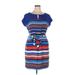 Marc New York Andrew Marc Casual Dress - Mini Keyhole Short sleeves: Blue Print Dresses - Women's Size 14