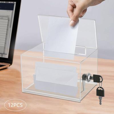 12PCS Acrylic Clear Box for Ballot Suggestion Box