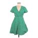 Boden Casual Dress - Mini V Neck Short sleeves: Green Dresses - Women's Size 6 Petite