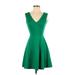 H&M Casual Dress - Party Plunge Sleeveless: Green Print Dresses - Women's Size X-Small