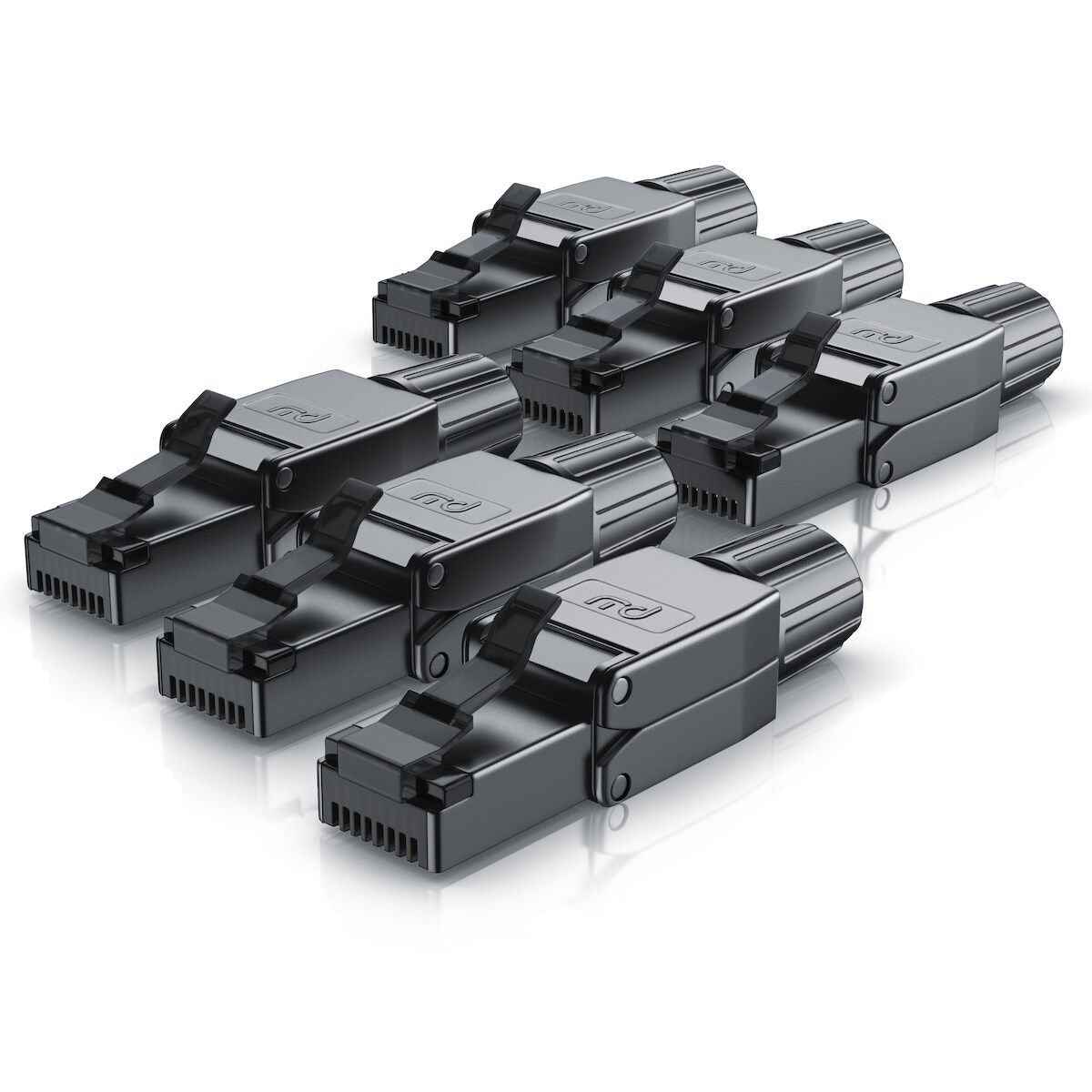 Primewire 6x Netzwerk-Adapter RJ-45 (Ethernet) zu Netzwerkkabel, Netzwerkstecker RJ45 CAT 8 - Gigabit Ethernet LAN Kabel - 40 Gbit/s, schwarz Image