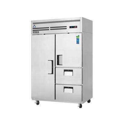 Everest Refrigeration ESR2D2 49 5/8" 2 Section Reach In Refrigerator, 2 Solid Doors, 2 Drawers, 115v, Silver