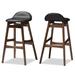 Baxton Studio Bloom Mid-Century Retro Modern Scandinavian Style Black Faux Leather Upholstered Walnut Wood Finishing 30-Inches Bar Stool Set Of 2 Wood/Leather | Wayfair