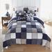 Donna Sharp Checkerboard Indigo 100% Cotton 3 Piece Quilt Set Cotton in Black/Blue/Gray | Queen Quilt + 2 Standard Sham | Wayfair 754069601080