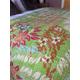 Cotton Indian Kantha Stitch Quilt | Blanket/Throw | King Size | Bright Green Monkey Scene Design