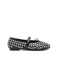 Crystal-embellished Leather Ballerina Shoes - Black - Maje Flats