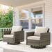 Latitude Run® Ingvald Patio Wicker Rattan Swivel Rocking Outdoor Lounge Accent Chair Set of 2 Wicker/Rattan in Gray/White | Wayfair