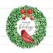 The Holiday Aisle® Happy Holidays Cardinal Wreath On Canvas Print Canvas in Green/Red/White | 20 H x 20 W x 1.25 D in | Wayfair