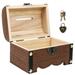 Kkewar Wooden Treasure Box With Lock Vintage Treasure Storage Box Piggy Bank Organizer Saving Box Case with Lock for Home