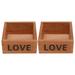 2 Wood Storage Box Love Printed Jewelry Storage Case Desktop Sundries Organizer Gift Case Holder Square Succulents Pots for Crafts Gifts Jewelry Decor