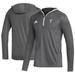 Men's adidas Gray Troy University Trojans Sideline Team Issued Hooded Long Sleeve Quarter-Zip T-Shirt