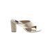 White House Black Market Heels: Slip On Chunky Heel Casual Ivory Print Shoes - Women's Size 9 - Open Toe