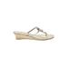 White House Black Market Sandals: Slip-on Wedge Boho Chic Ivory Print Shoes - Women's Size 9 - Open Toe