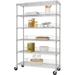 Ecosorage Heavy Duy 6-ier Adjusable Wire Shelving Wih Wheels And Backsands For Kichen Organizaion Garage Shelving NSF Cerified â€� W X 18â€� D X 72-77â€� H 800-00 Lb Capaciy Chrome