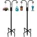 AOWOO Double Shepherds Hooks for Outdoor 76 Inch Bird Feeder Pole with 5 Prongs Base Adjustable Shepherd Hook 2-Pack Heavy Duty Two Sided Garden Pole for Hanging Bird Feeders Plant Baskets Black(Style2-76 inch)