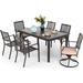 & William Patio Dining Set for 6 Outdoor Furniture Set 7 Pieces 4 x Metal Dining Chairs 2 Swivel Chairs with 1 Rectangular Metal Dining Table Outdoor Patio Set for Outdoor Lawn Gard