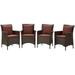 Side Dining Chair Armchair Set of 4 Rattan Wicker Brown Dark Red Modern Contemporary Urban Design Outdoor Patio Balcony Cafe Bistro Garden Furniture Hotel Hospitality